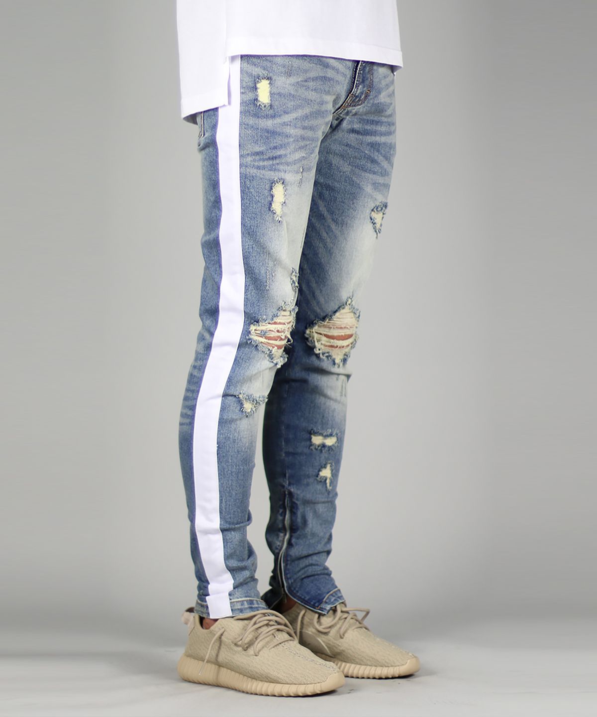 하이퍼 데님(HYPER DENIM) 라이트 블루 트랙 지퍼 진