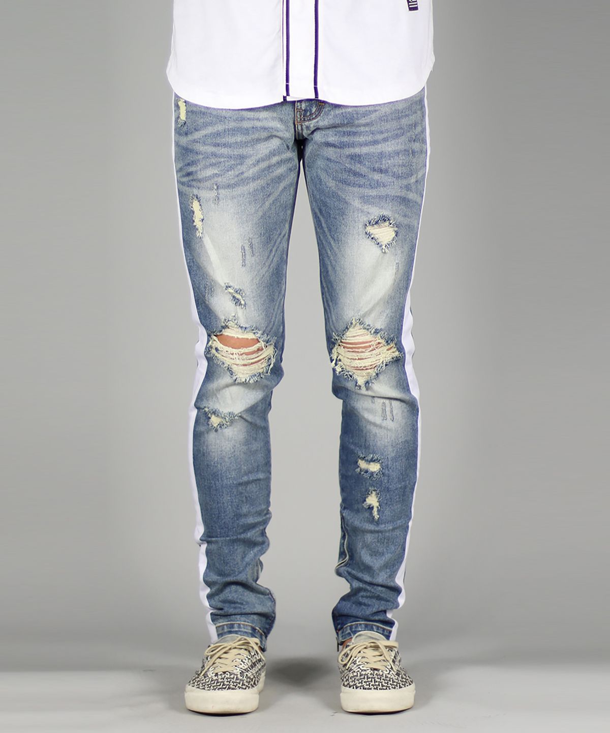 하이퍼 데님(HYPER DENIM) 라이트 블루 트랙 지퍼 진