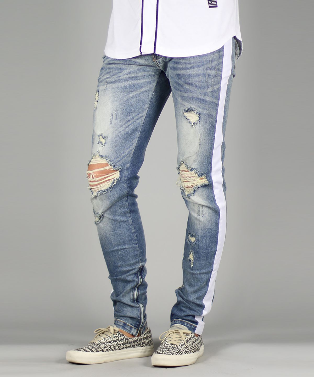 하이퍼 데님(HYPER DENIM) 라이트 블루 트랙 지퍼 진