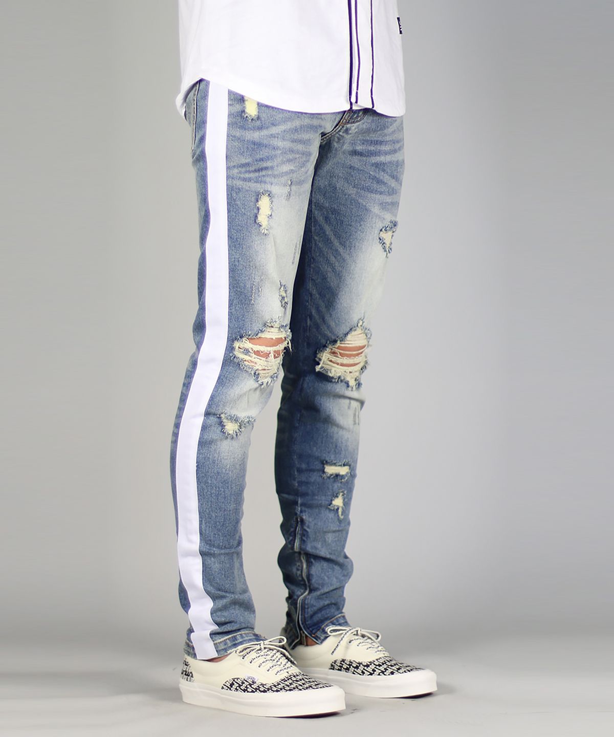 하이퍼 데님(HYPER DENIM) 라이트 블루 트랙 지퍼 진