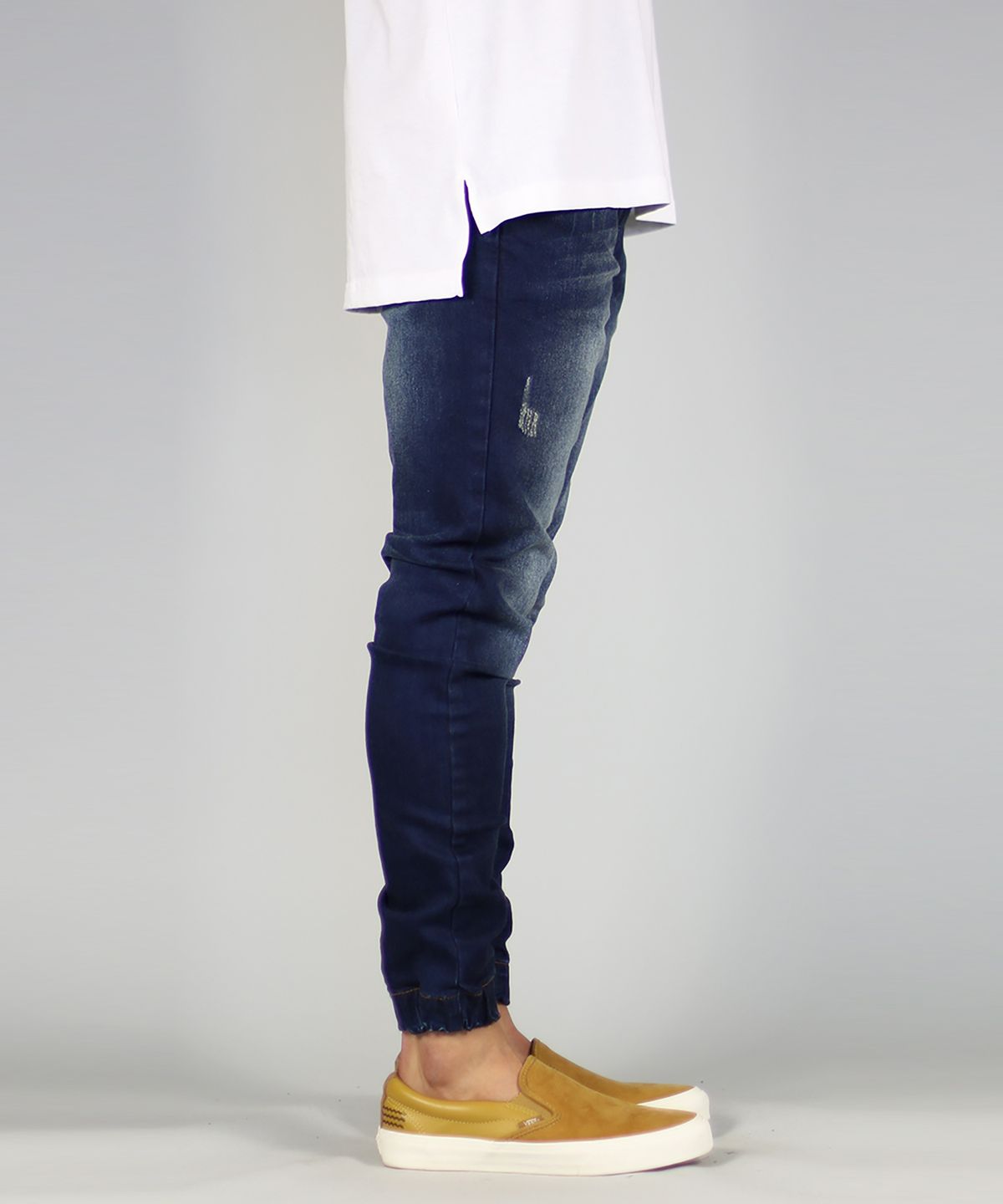 하이퍼 데님(HYPER DENIM) 다크 블루 드롭 크로치 데님 조거