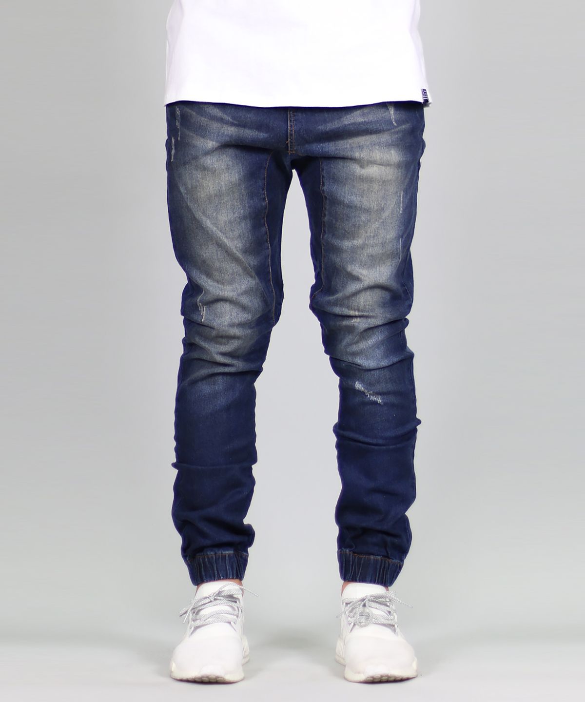 하이퍼 데님(HYPER DENIM) 다크 블루 드롭 크로치 데님 조거