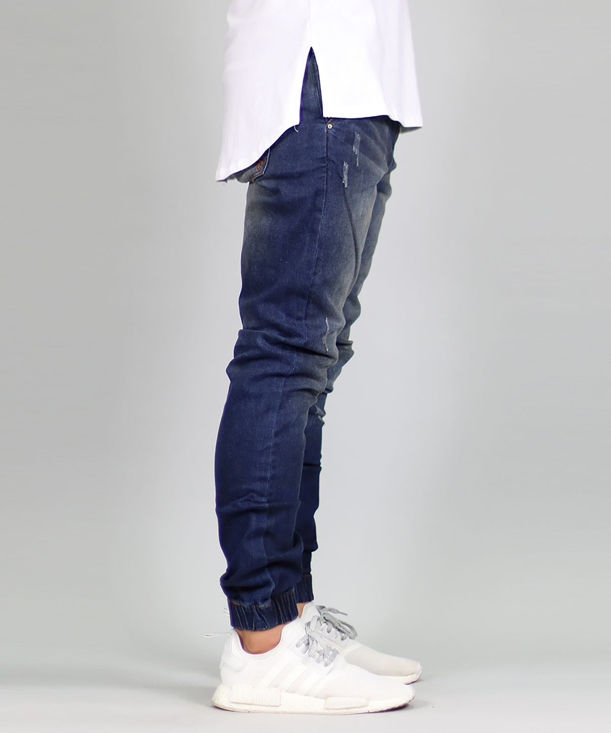 하이퍼 데님(HYPER DENIM) 다크 블루 드롭 크로치 데님 조거