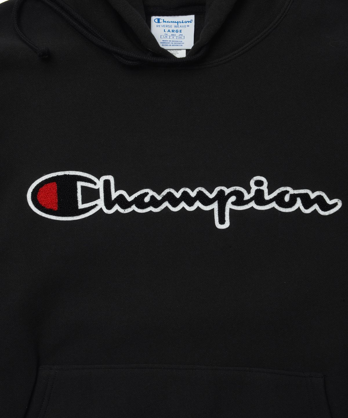 챔피온(CHAMPION) [GF68BKB] 리버스 위브 후드 - 블랙