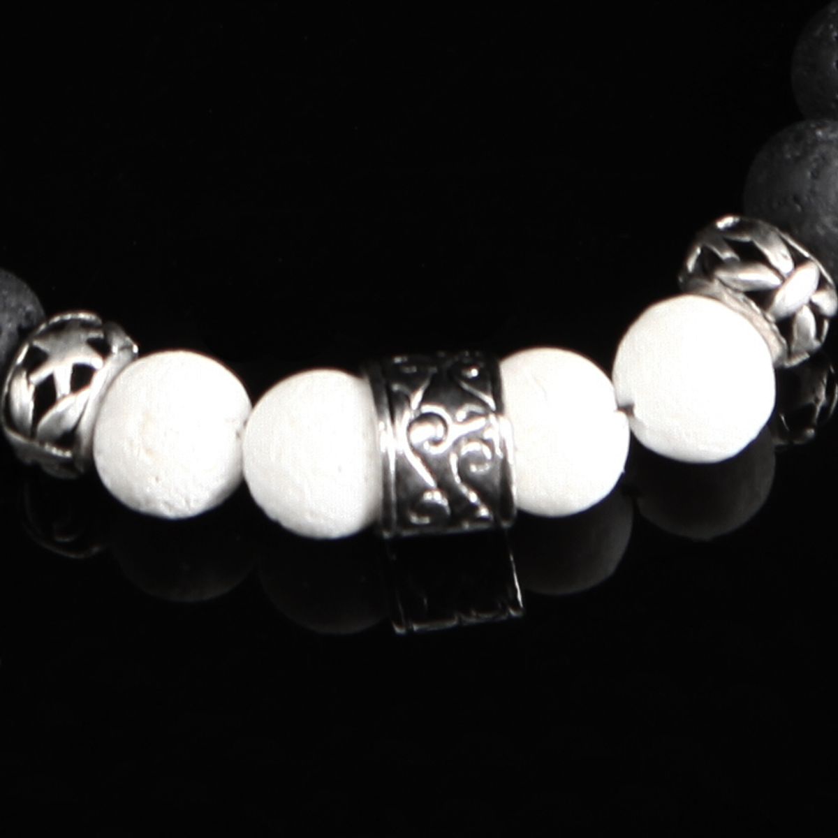 에잇볼륨(EIGHTVOLUME) EV Silver Ring Bead Bracelet (B&W)