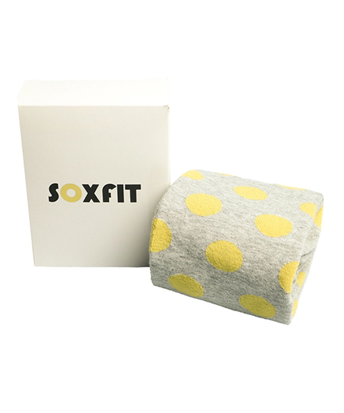 삭스핏(SOXFIT) 그레이 멜란지 옐로우 도트 크루삭스
