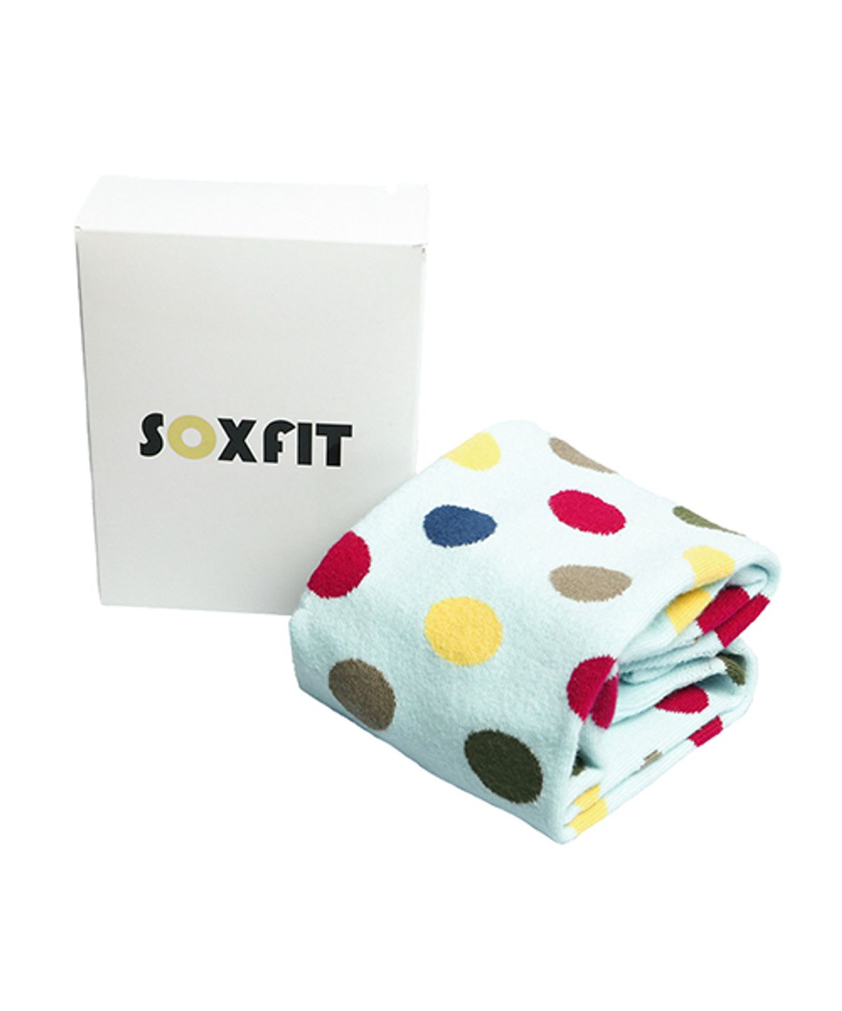 삭스핏(SOXFIT) 라이트블루 레인보우 도트 크루삭스