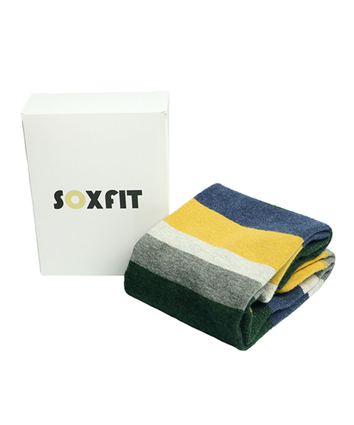 삭스핏(SOXFIT) 그린 데님 스트라이프 크루삭스
