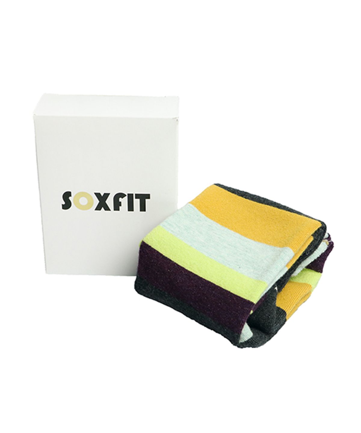 삭스핏(SOXFIT) 차콜 옐로우 스트라이프 크루삭스