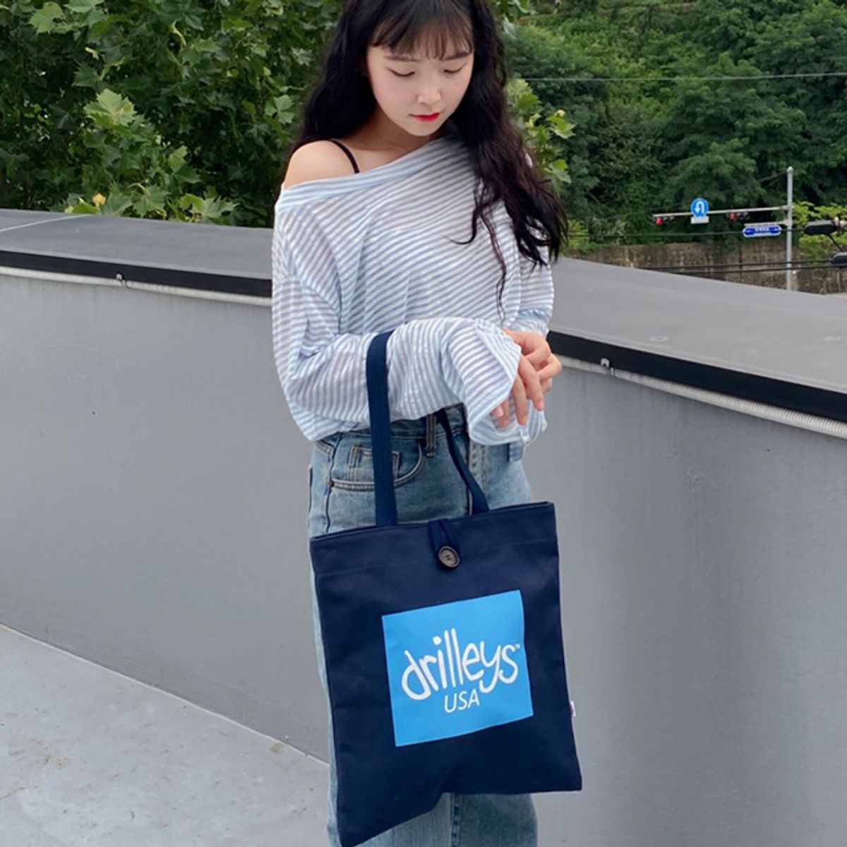 드릴리스(DRILLEYS) 에코백 네이비블루