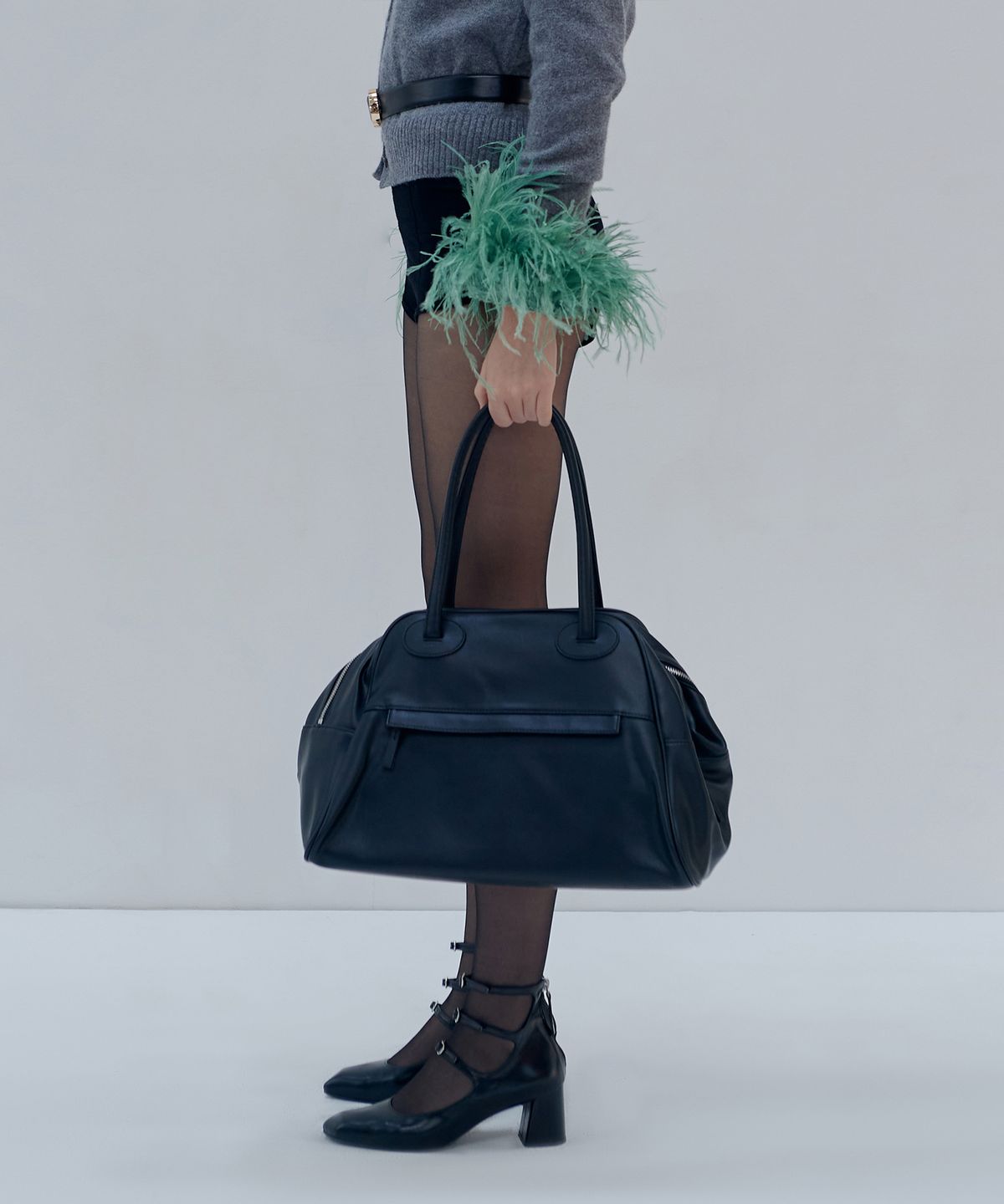 크리스틴프로젝트(CHRISTINE PROJECT) TWO ZIPPER BAG ORIGINAL(BLACK PEPPER)