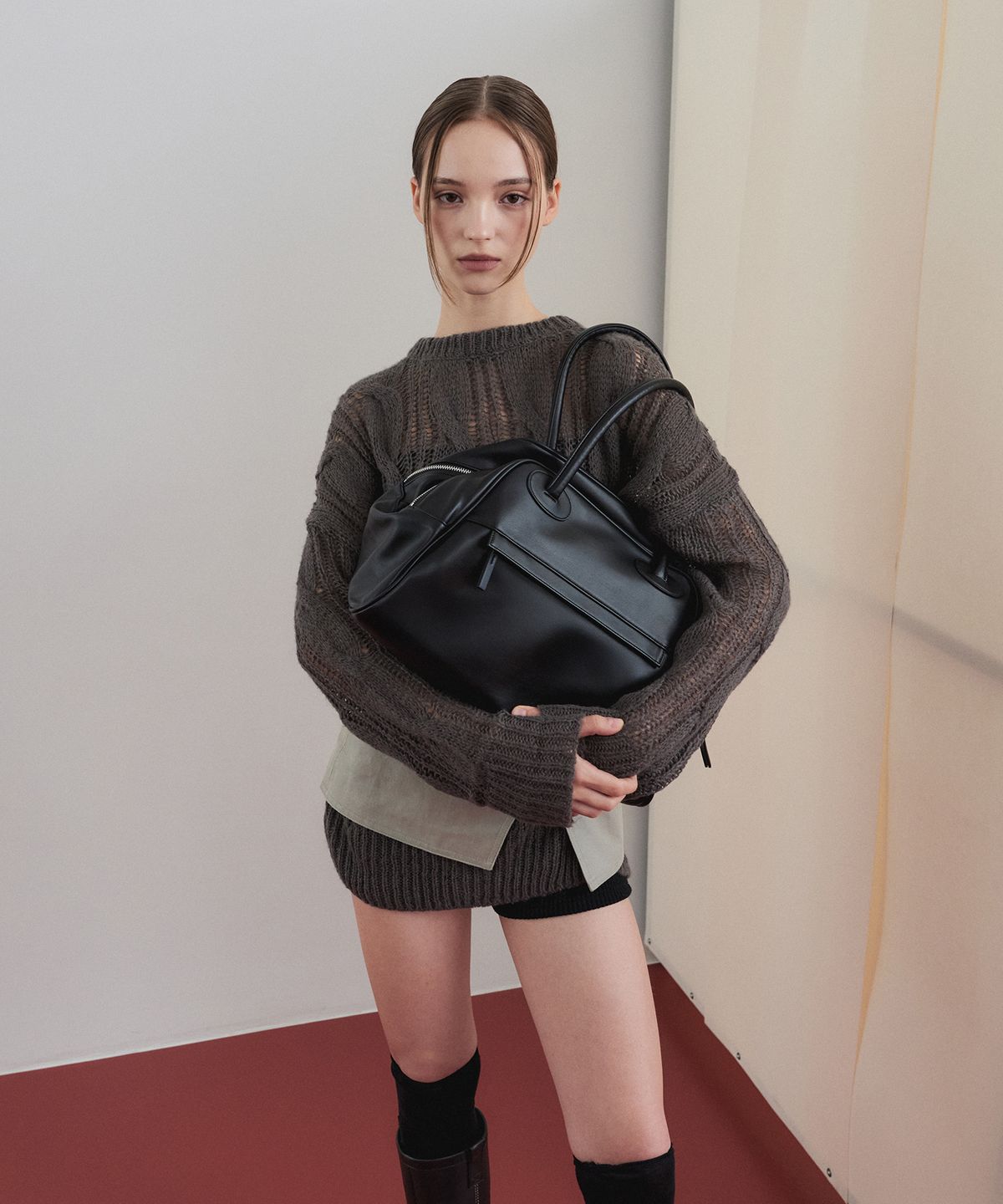 크리스틴프로젝트(CHRISTINE PROJECT) TWO ZIPPER BAG ORIGINAL(BLACK PEPPER)