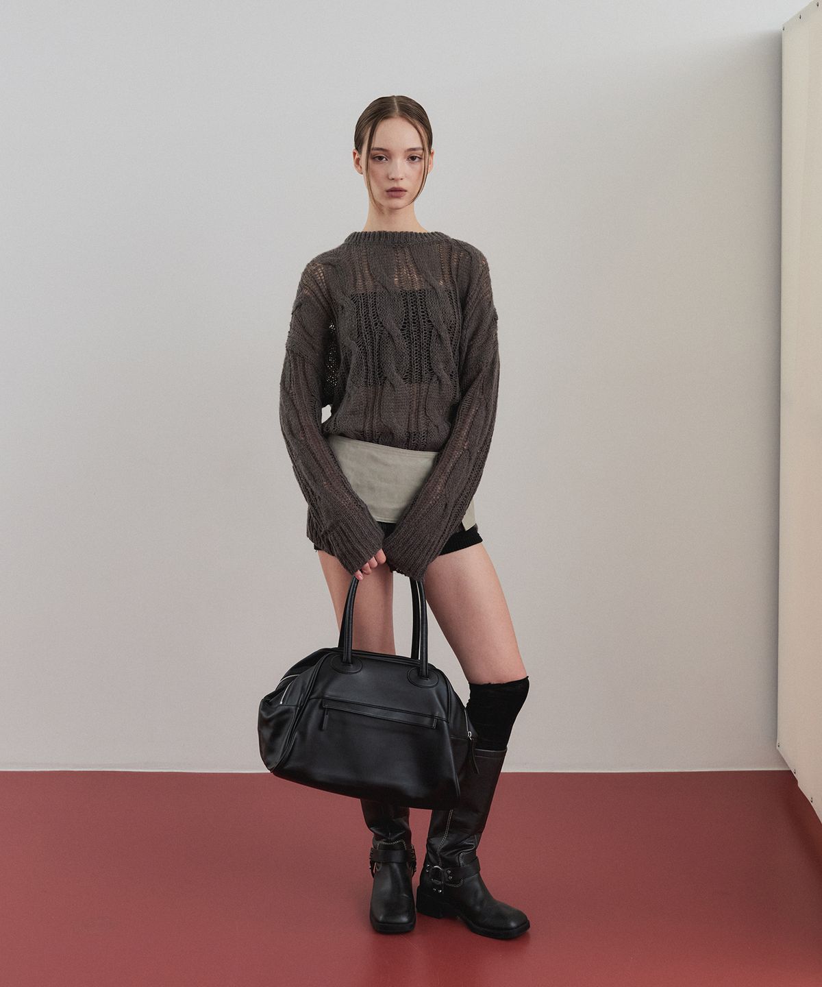 크리스틴프로젝트(CHRISTINE PROJECT) TWO ZIPPER BAG ORIGINAL(BLACK PEPPER)