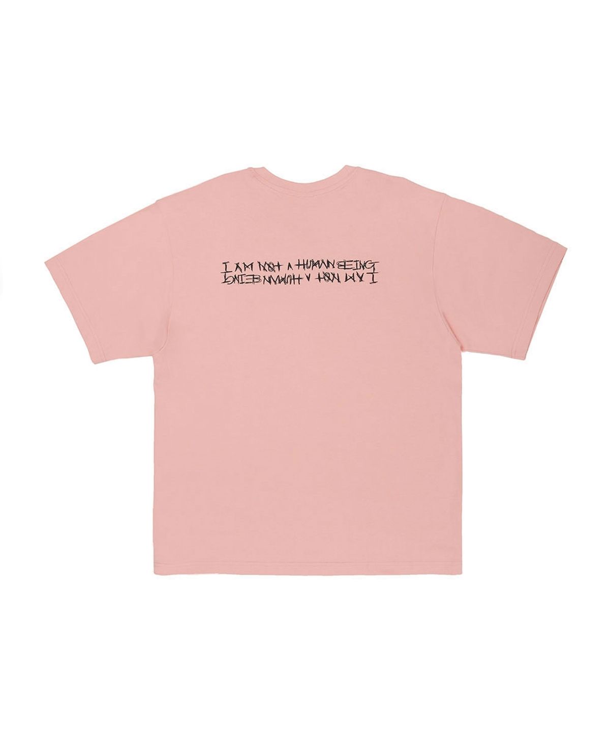 아임낫어휴먼비잉(I AM NOT A HUMAN BEING) Embroidery Front Short Sleeve T-Shirt - PINK