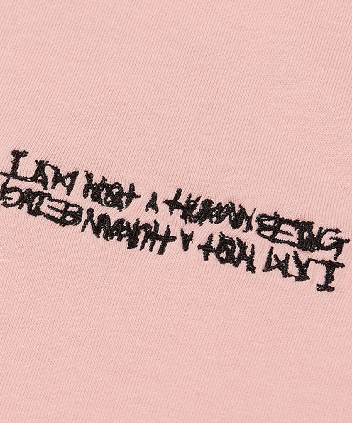 아임낫어휴먼비잉(I AM NOT A HUMAN BEING) Embroidery Front Short Sleeve T-Shirt - PINK