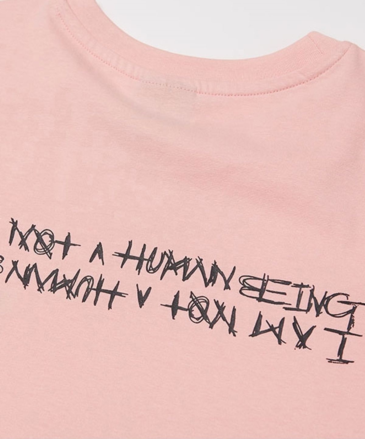 아임낫어휴먼비잉(I AM NOT A HUMAN BEING) Embroidery Front Short Sleeve T-Shirt - PINK