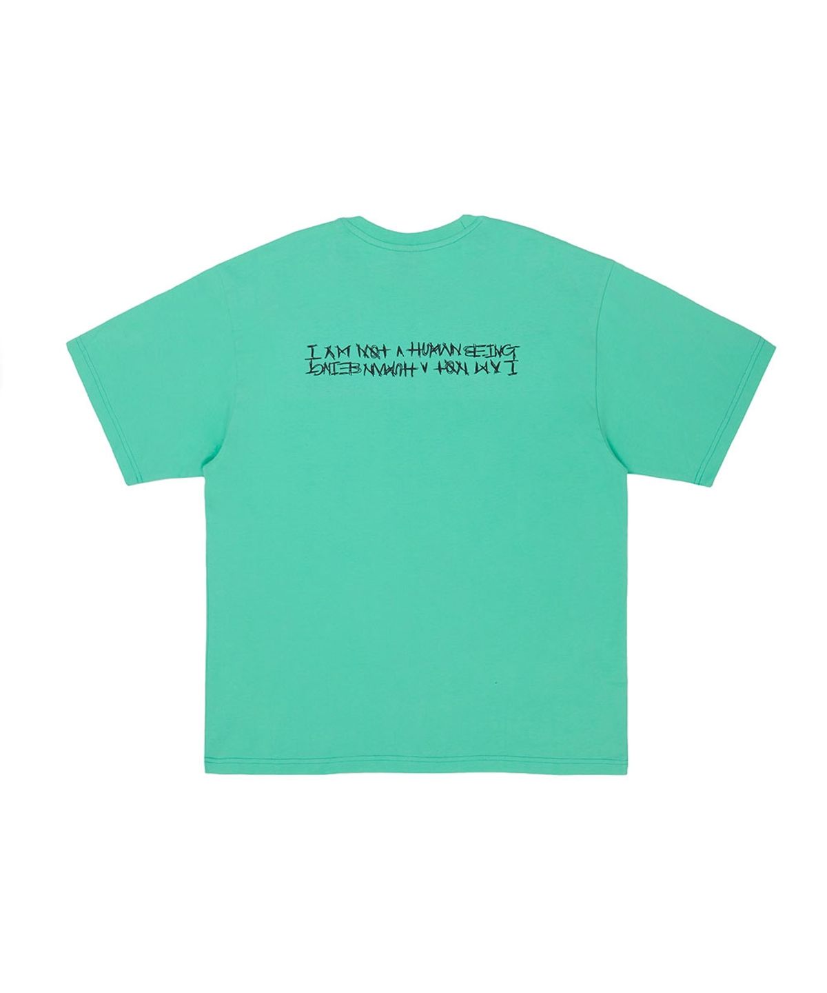 아임낫어휴먼비잉(I AM NOT A HUMAN BEING) Embroidery Front Short Sleeve T-Shirt - MINT
