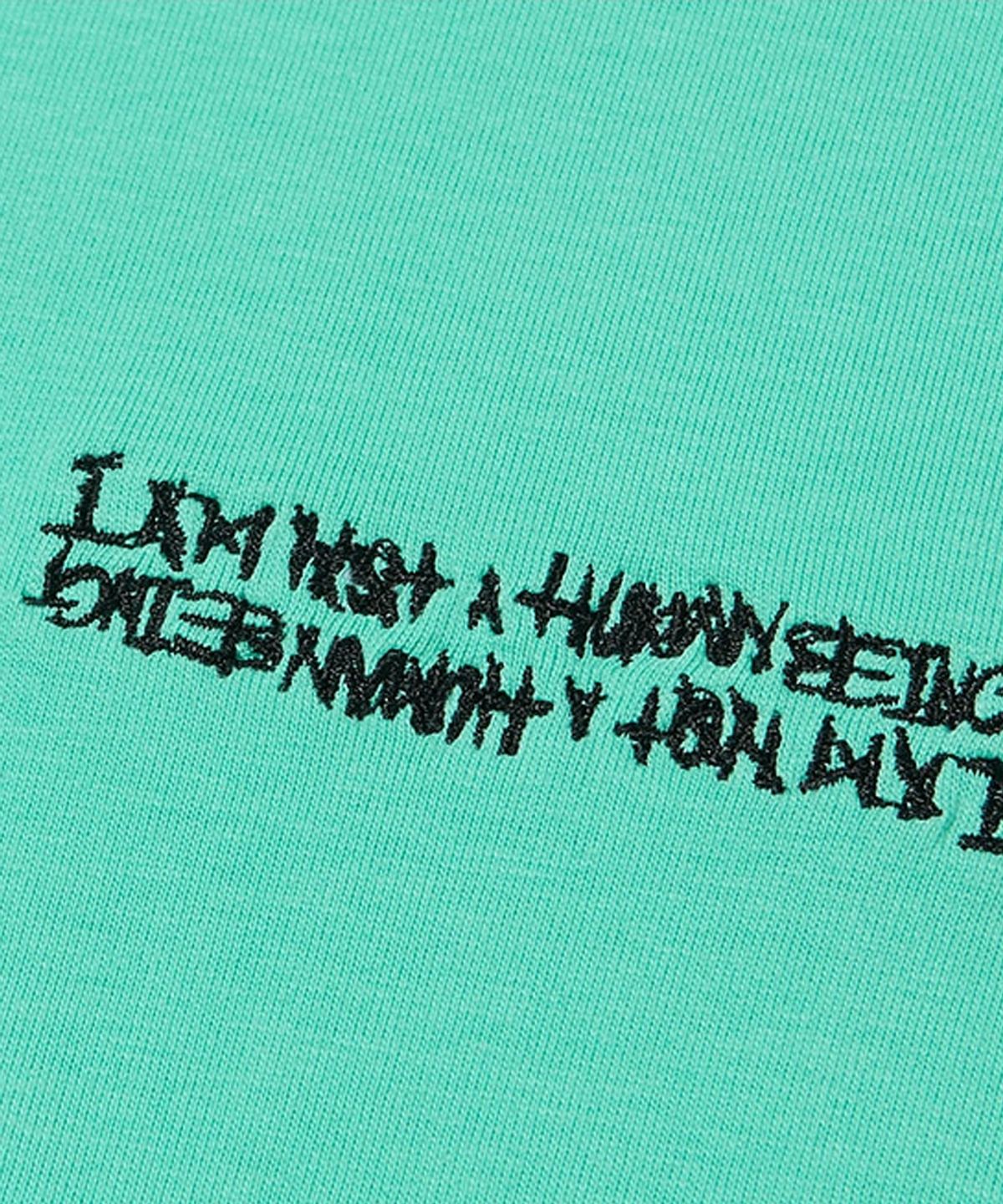 아임낫어휴먼비잉(I AM NOT A HUMAN BEING) Embroidery Front Short Sleeve T-Shirt - MINT
