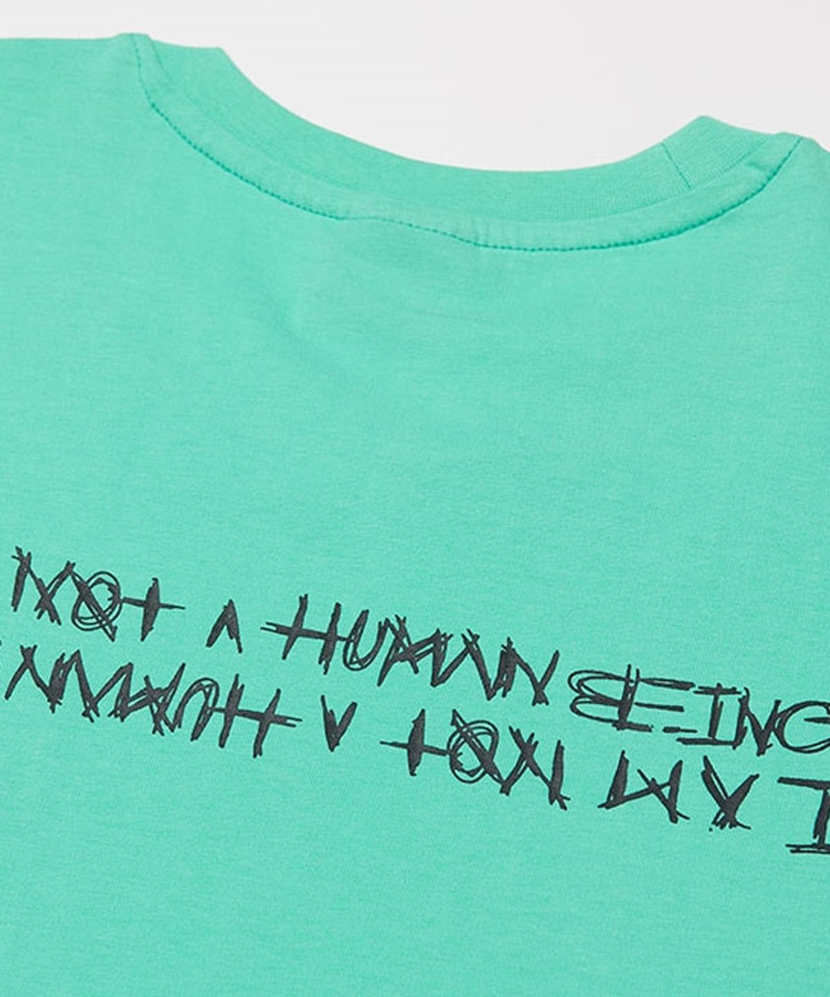 아임낫어휴먼비잉(I AM NOT A HUMAN BEING) Embroidery Front Short Sleeve T-Shirt - MINT