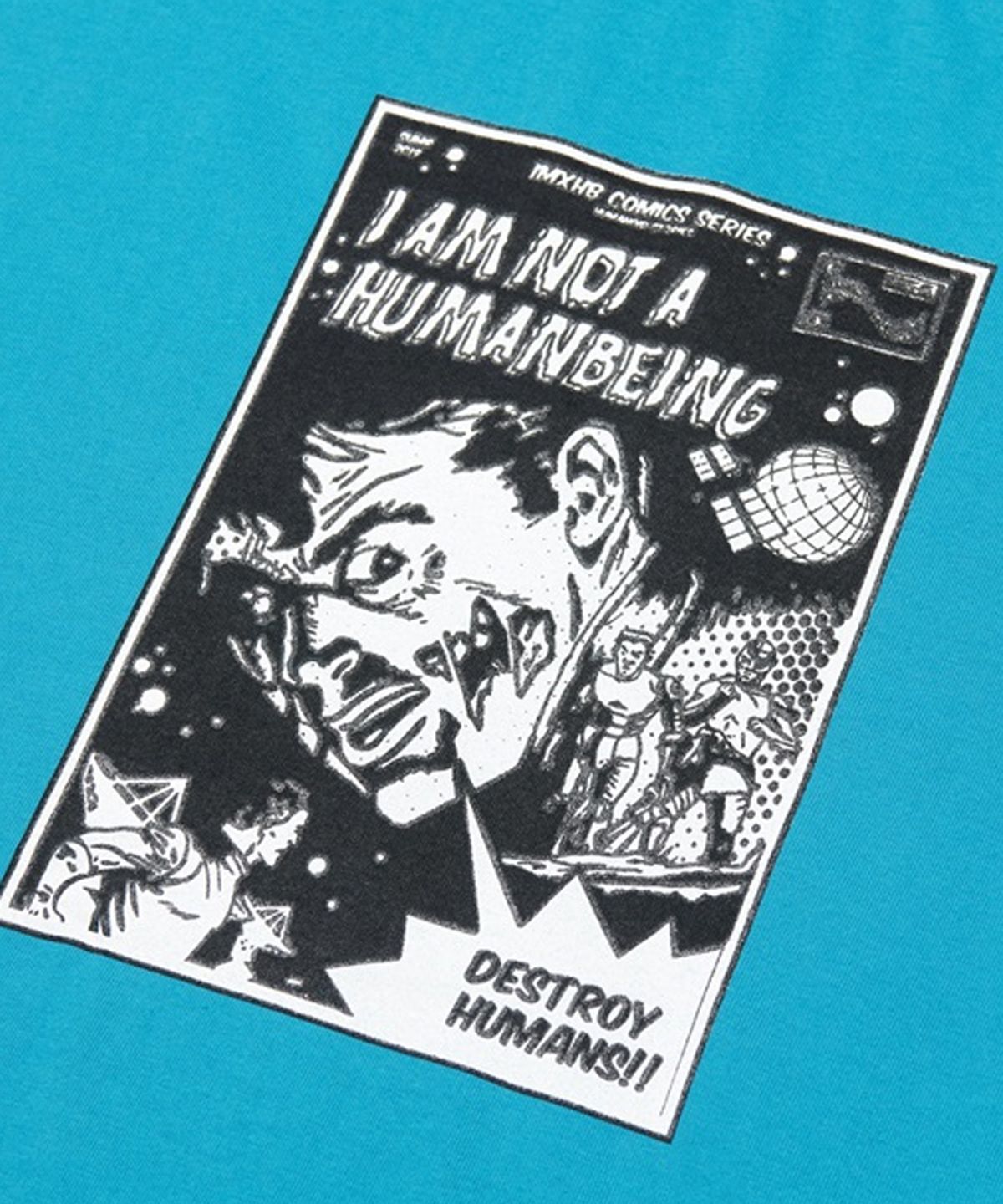 아임낫어휴먼비잉(I AM NOT A HUMAN BEING) Comics Printing Tee - TEAL