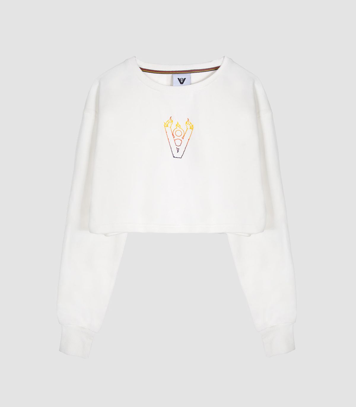 바이브레이트(VIBRATE) BLAZE LOGO CROP TOP (WHITE)