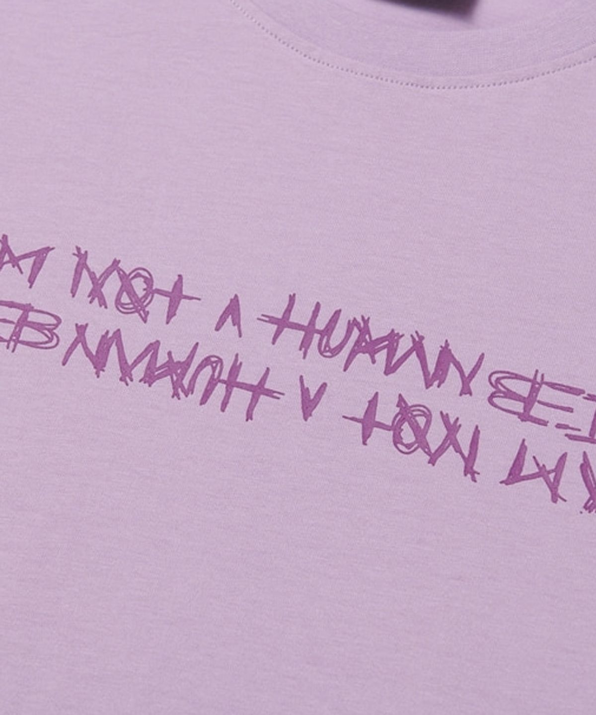 아임낫어휴먼비잉(I AM NOT A HUMAN BEING) Basic Logo Short Sleeve T-Shirt - WHITE PURPLE