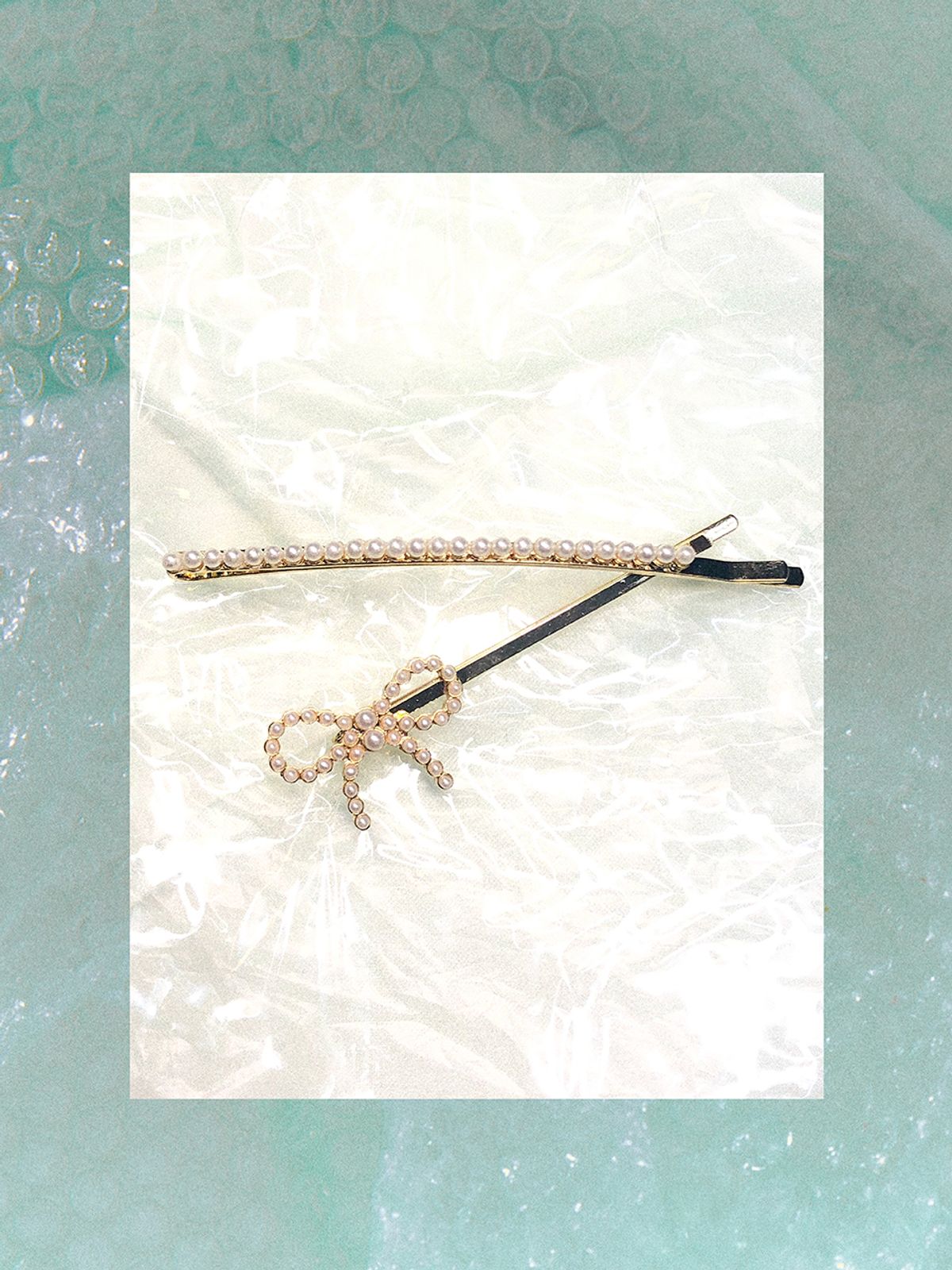 원이너프(ONE ENOUGH) Ribbon&Pearl Hair Pin