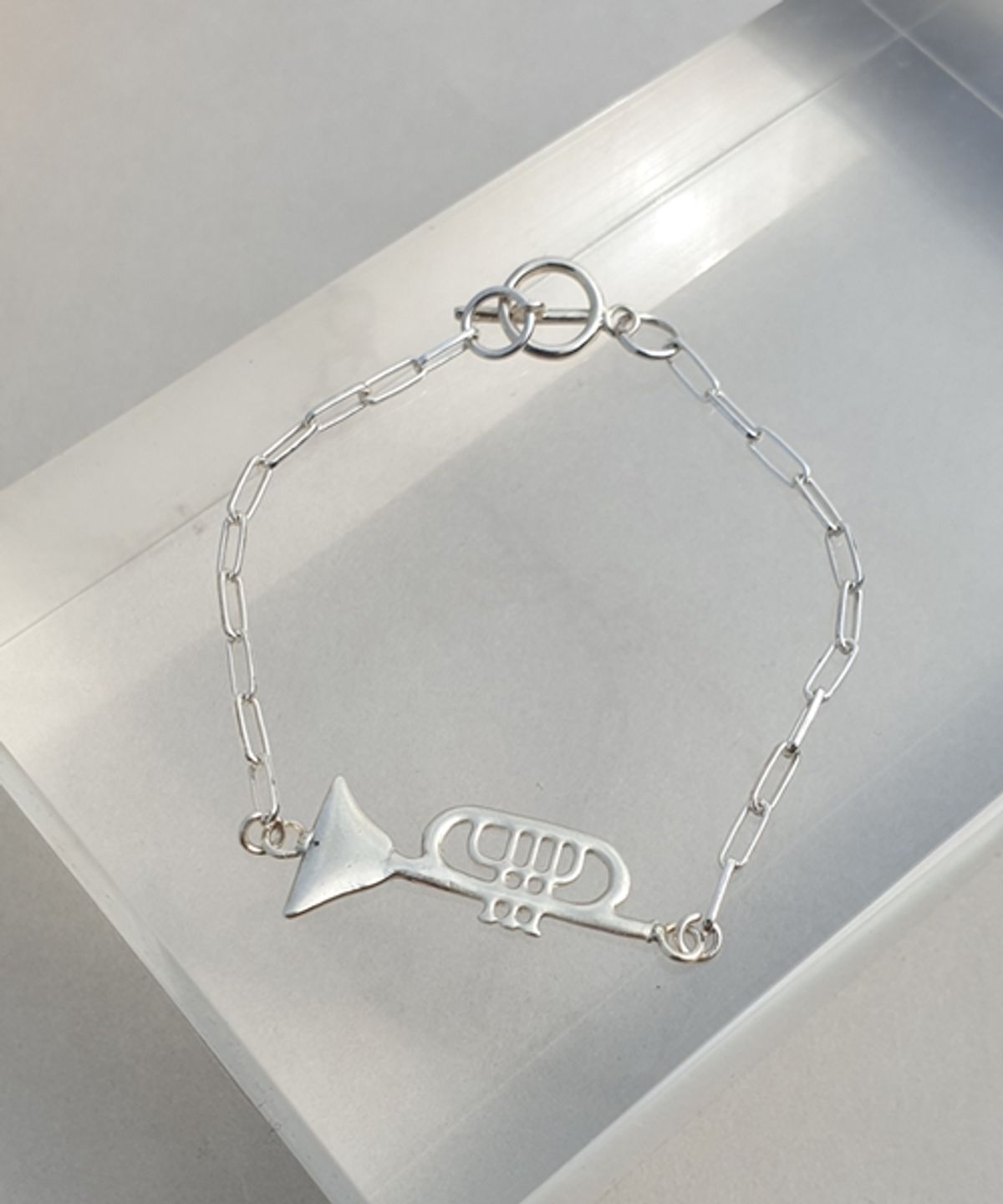 봉보(BONBEAU) Trumpet forte Bracelet 트럼펫 포인트 체인 실버팔찌