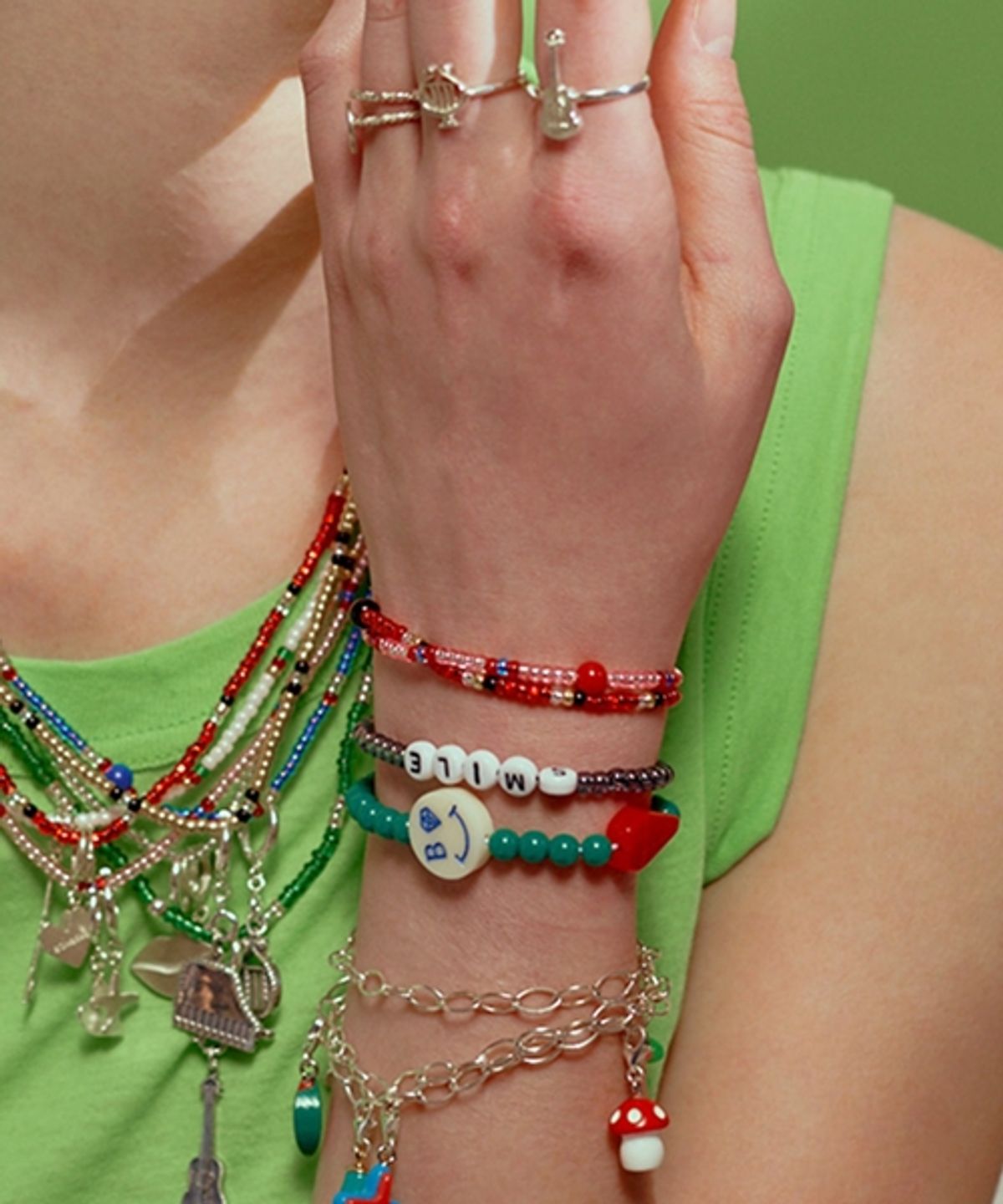 봉보(BONBEAU) Colormix beads layered Bracelet 칼라믹스 레이어드 비즈팔찌 7color