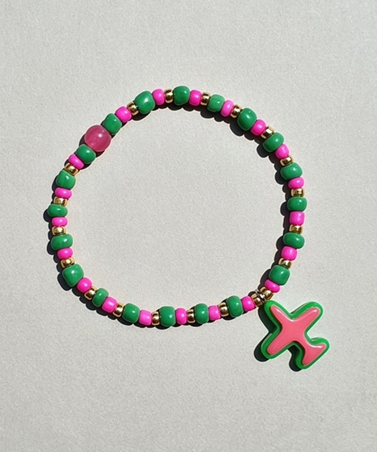 봉보(BONBEAU) Casual airplane beads Bracelet 핑크 그린 비행기 비즈팔찌