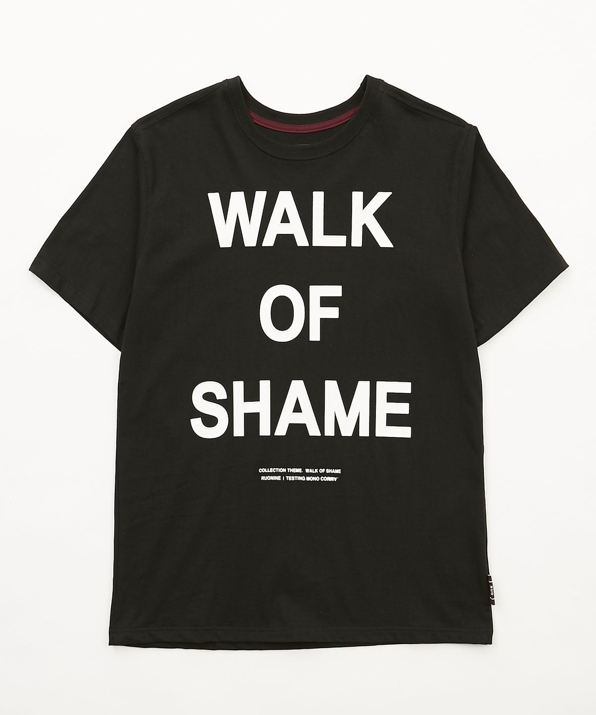 루오나인(RUONINE) 슬로건 입체프린팅 티셔츠 GPR_BLACK(L)