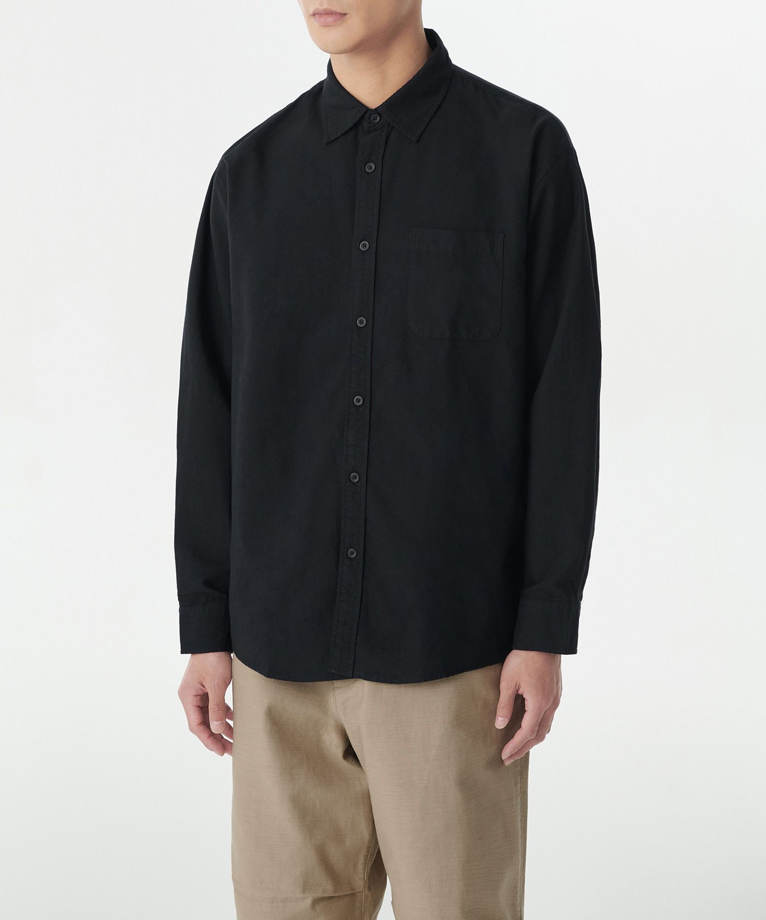 ★MUSINSA STANDARD★ Relaxed Cotton Tencel Pigment Shirt Dus dark-blue-melange-solid-cotton
