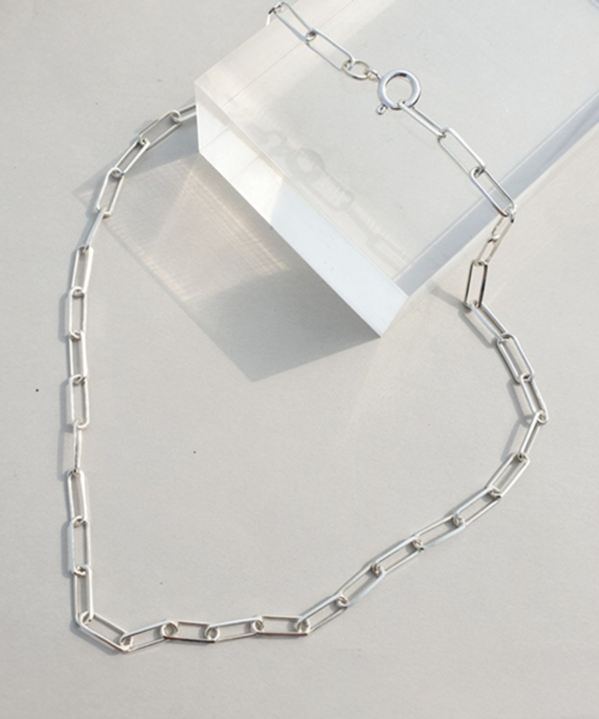 봉보(BONBEAU) 실버 롱 오발 체인목걸이 Long oval chain Necklace