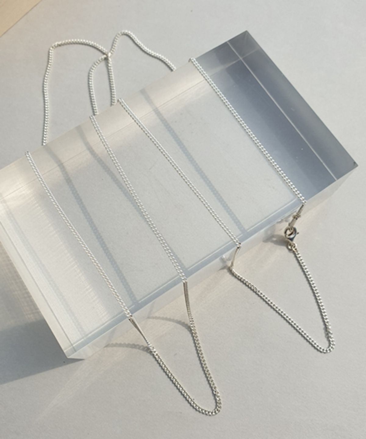 봉보(BONBEAU) 실버체인 롱 목걸이 Flat chain long Necklace