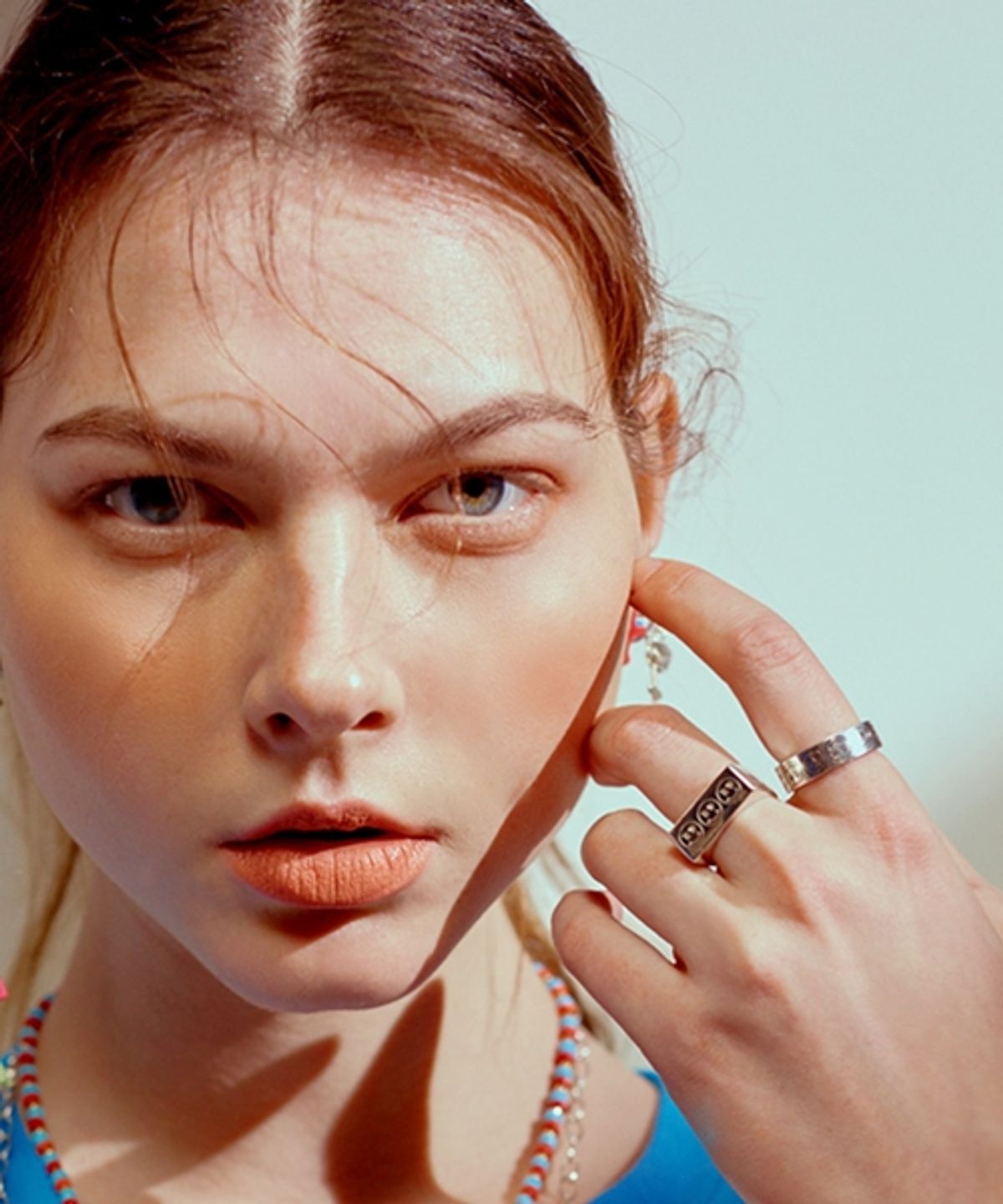 봉보(BONBEAU) Smile square Ring 두꺼운 스퀘어 스마일 볼드 실버반지