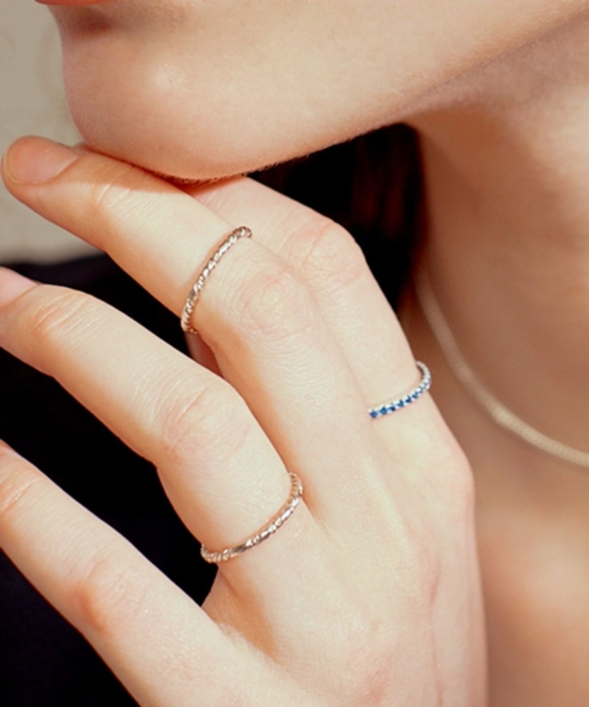 봉보(BONBEAU) Double twist layered Ring 더블 트위스트 열손가락반지 레이어드 실반지