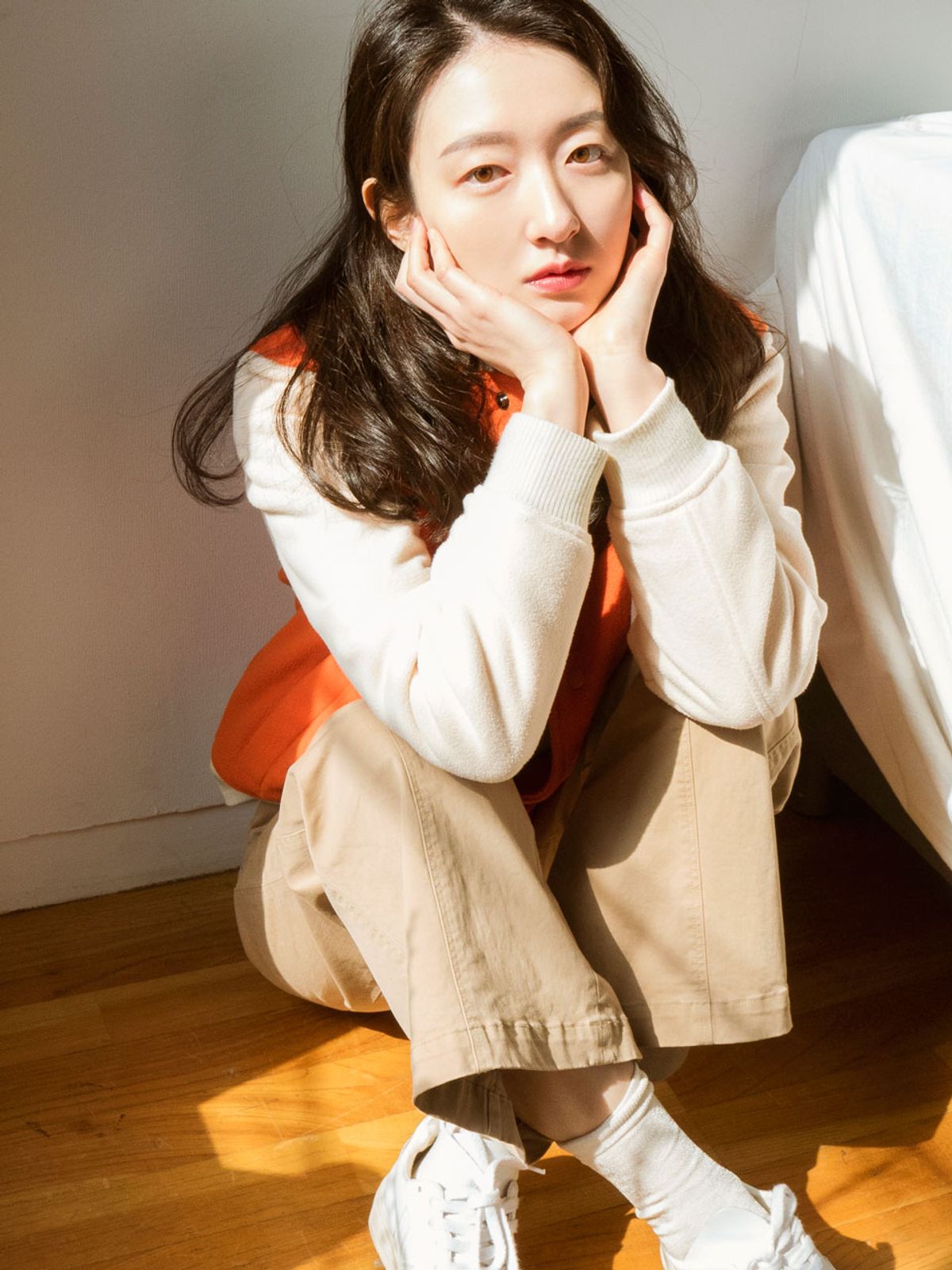 그라인(GRAENN) [리사이클 폴리에스터] 클레식 베이스볼 자켓 오렌지