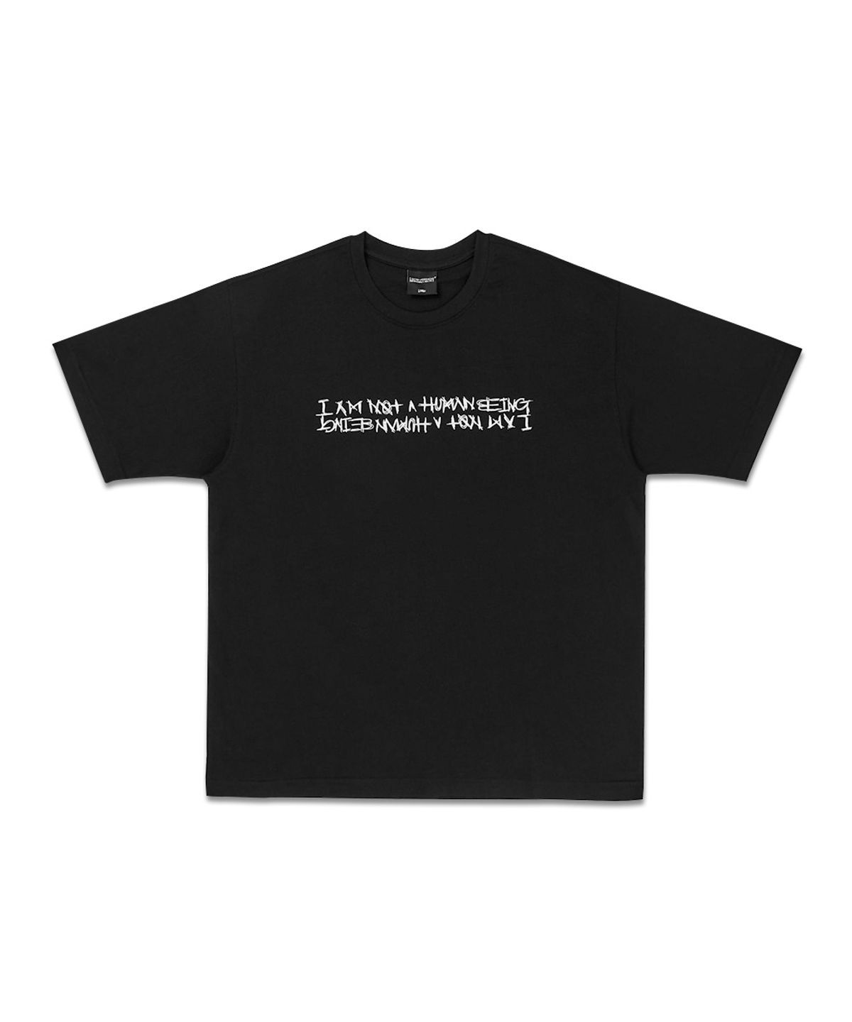 아임낫어휴먼비잉(I AM NOT A HUMAN BEING) Basic Logo Short Sleeve T-Shirt - BLACK