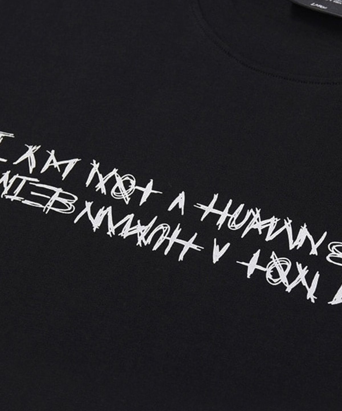아임낫어휴먼비잉(I AM NOT A HUMAN BEING) Basic Logo Short Sleeve T-Shirt - BLACK