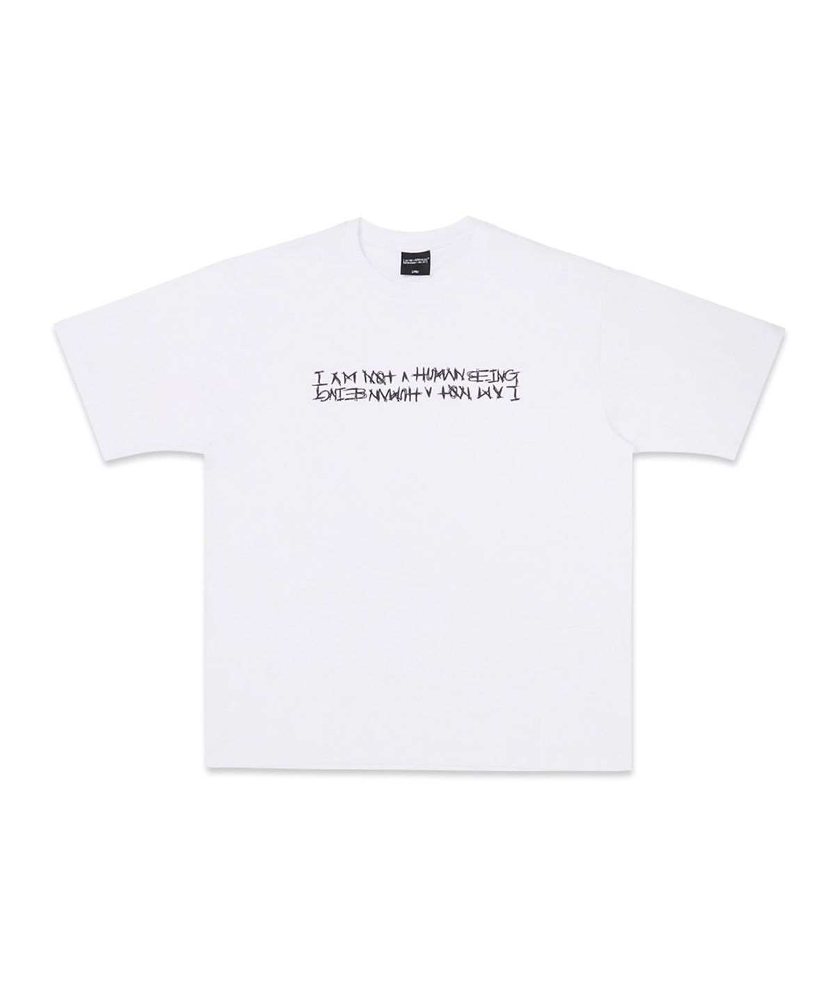 아임낫어휴먼비잉(I AM NOT A HUMAN BEING) Basic Logo Short Sleeve T-Shirt - WHITE