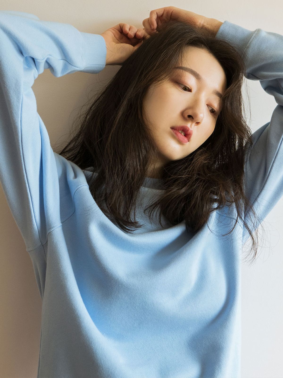 그라인(GRAENN) [오가닉 코튼] 블루 베이직 프렌치 테리 맨투맨