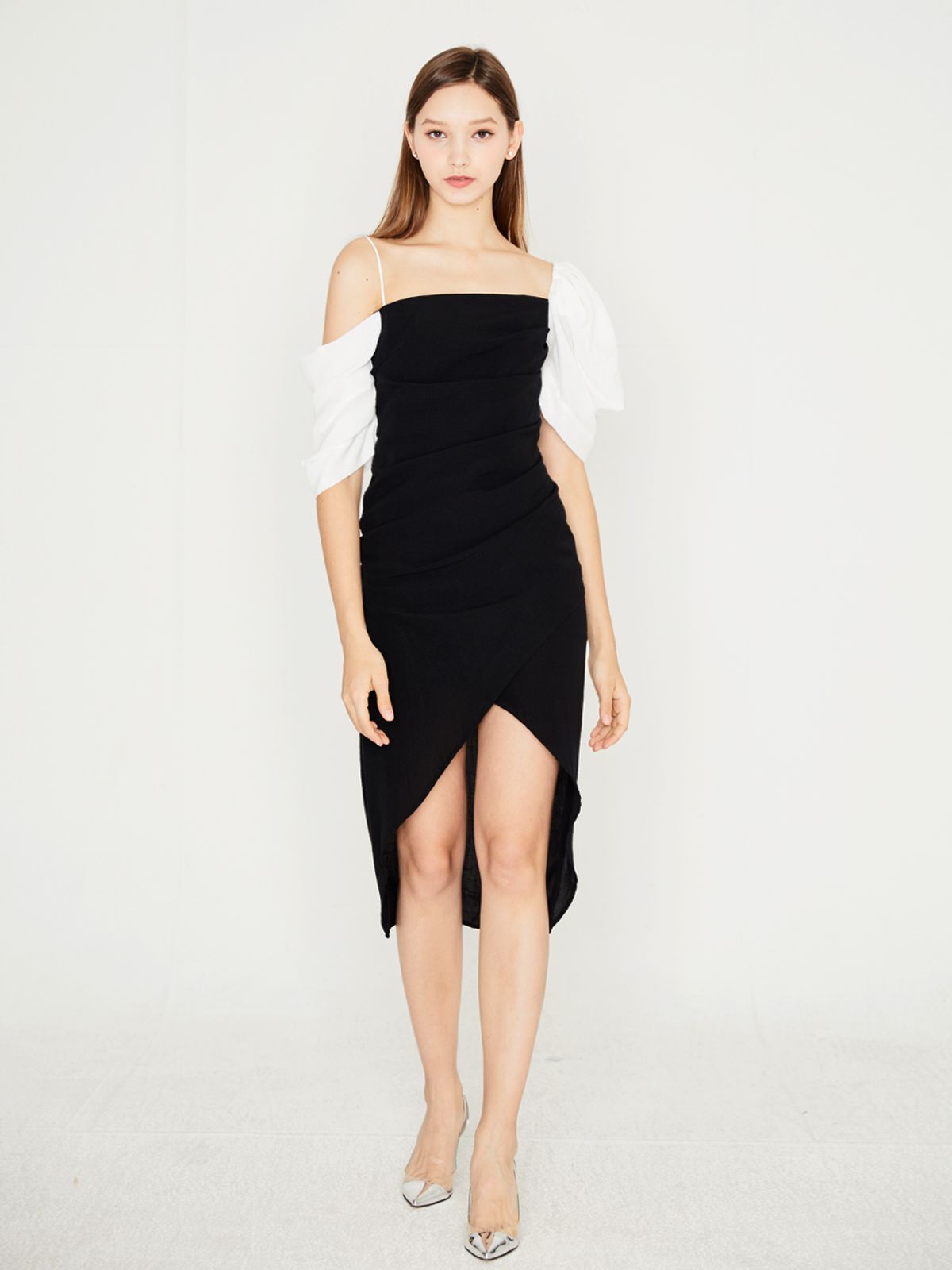 엔오티(NOT) OFF SHOULDER PUFF DRESS