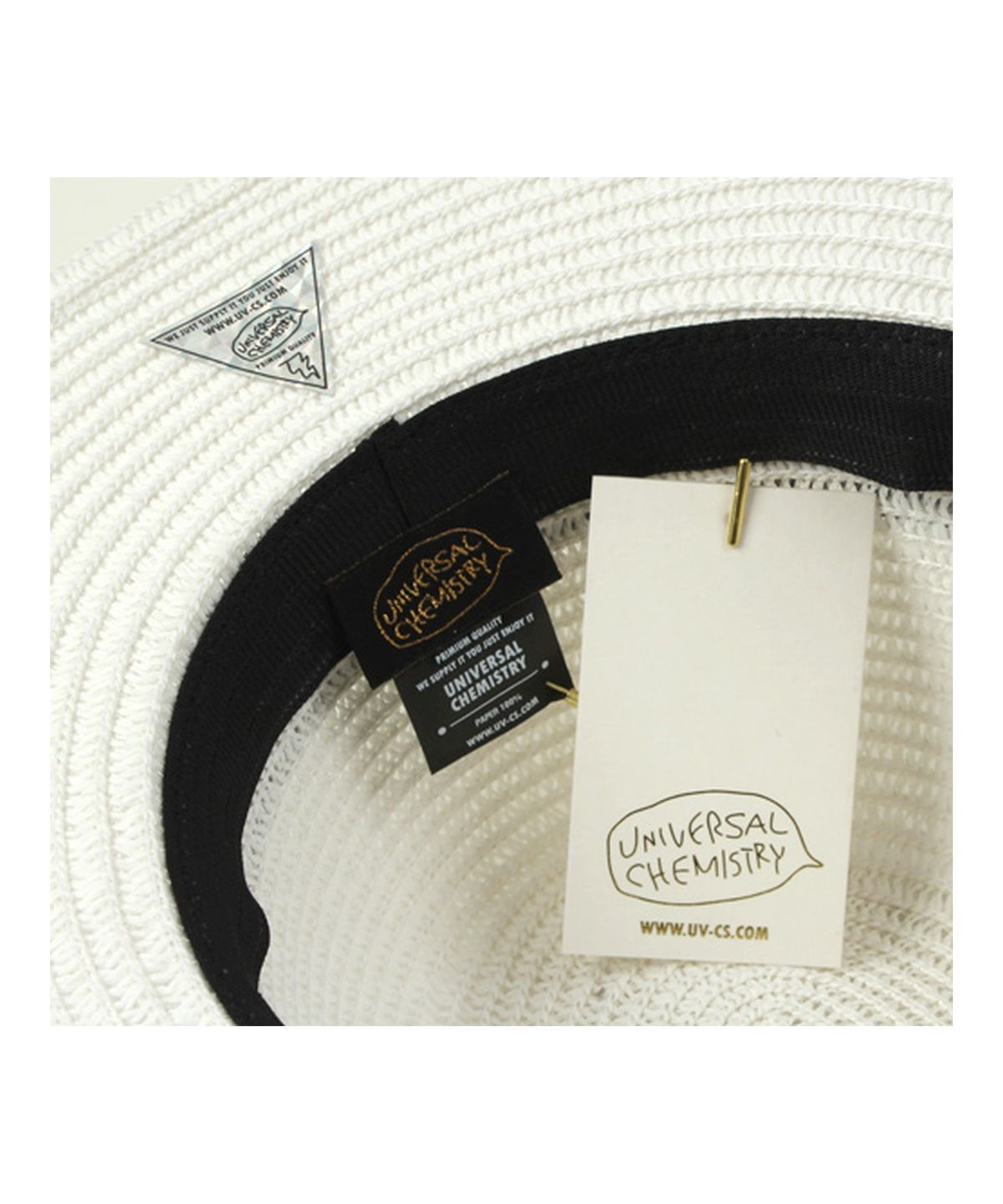 유니버셜 케미스트리(UNIVERSAL CHEMISTRY) Pink Line Summer White Fedora 여름페도라