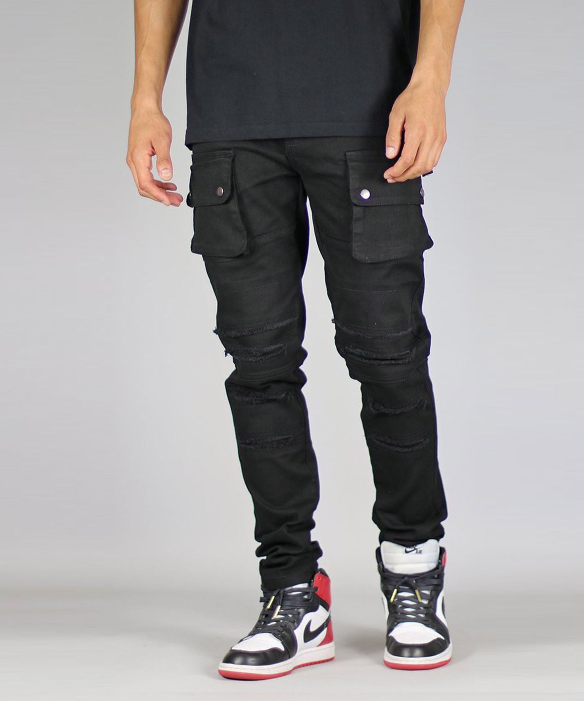 하이퍼 데님(HYPER DENIM) 블랙 카고 팬츠