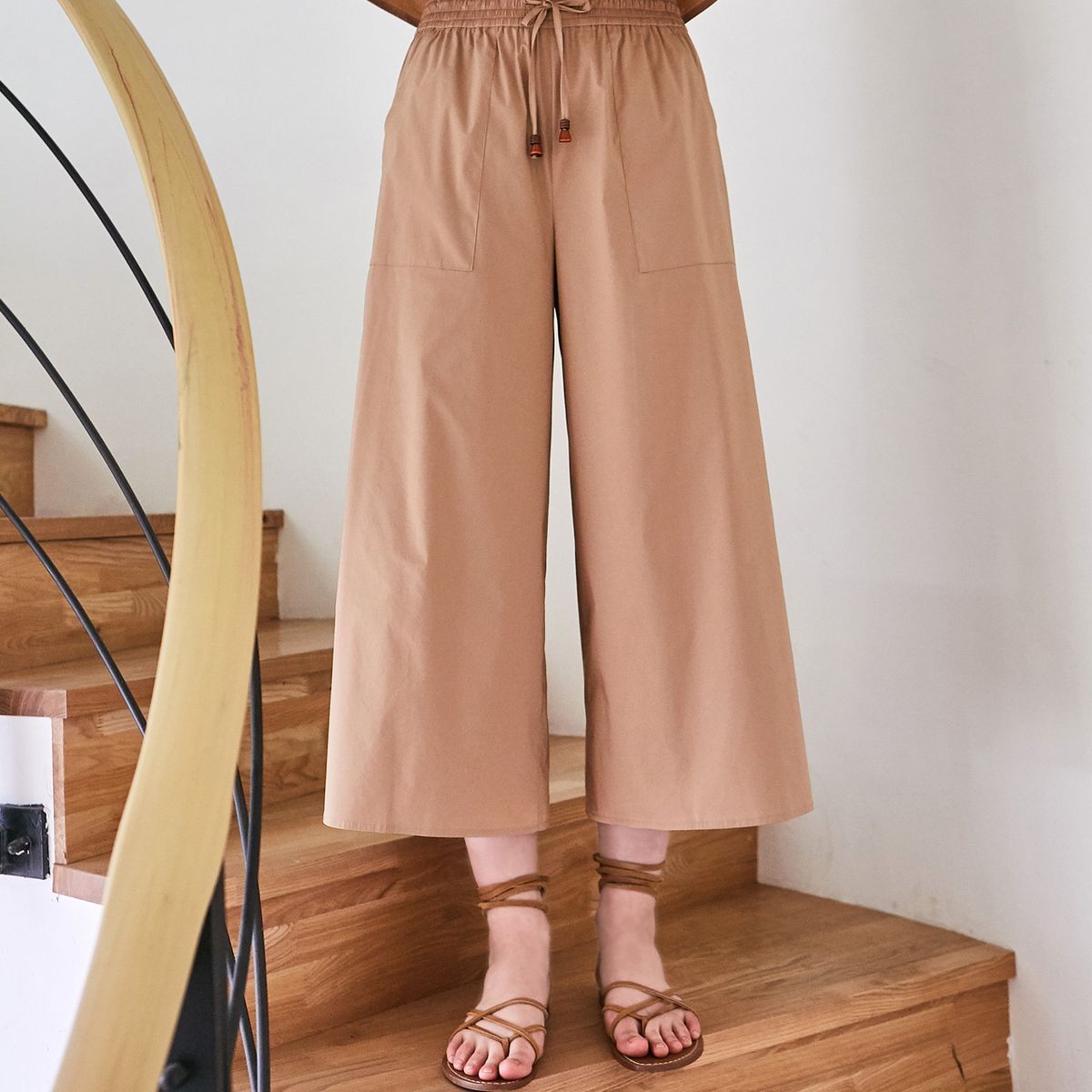 핀블랙(PINBLACK) COTTON WIDE BANDING PANTS BEIGE