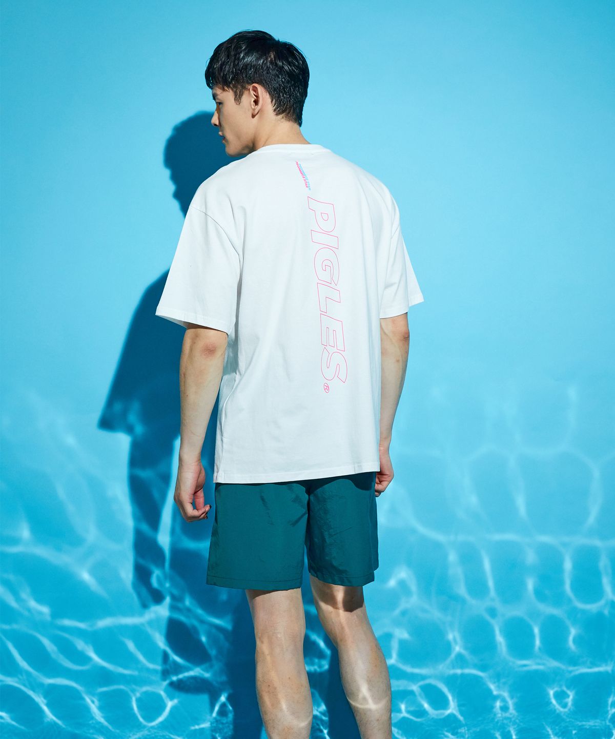 피글스(PIGLES) PGS 백 라인 로고 티셔츠(화이트)