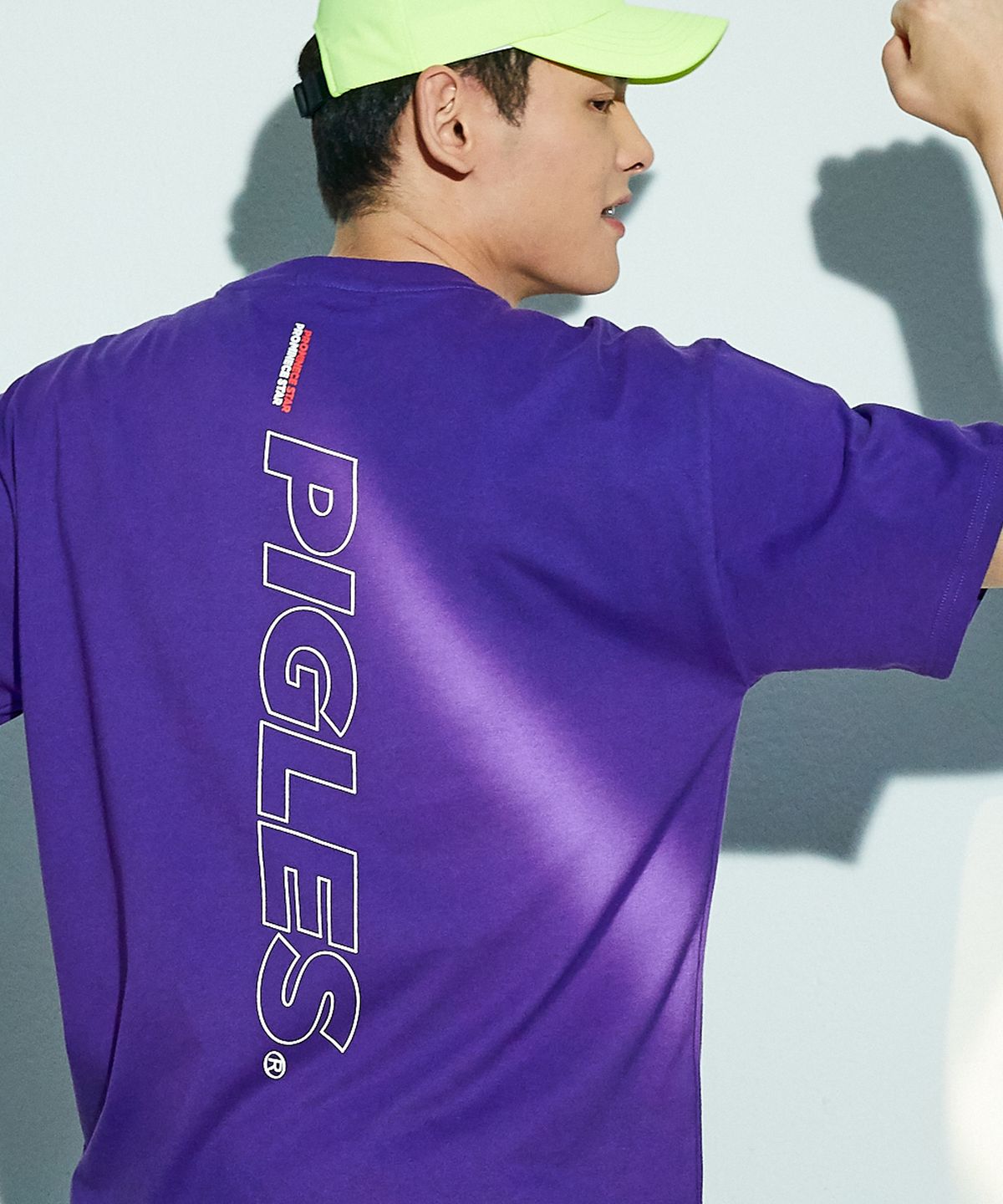 피글스(PIGLES) PGS 백 라인 로고 티셔츠(퍼플)