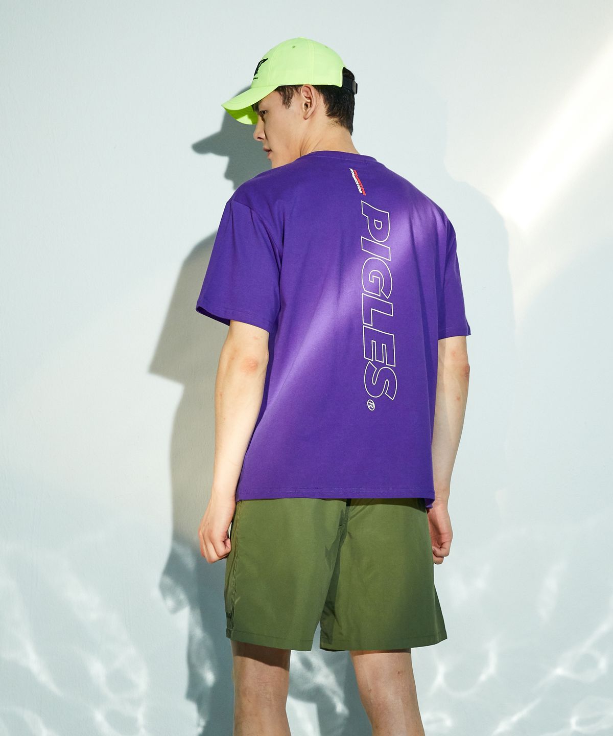 피글스(PIGLES) PGS 백 라인 로고 티셔츠(퍼플)