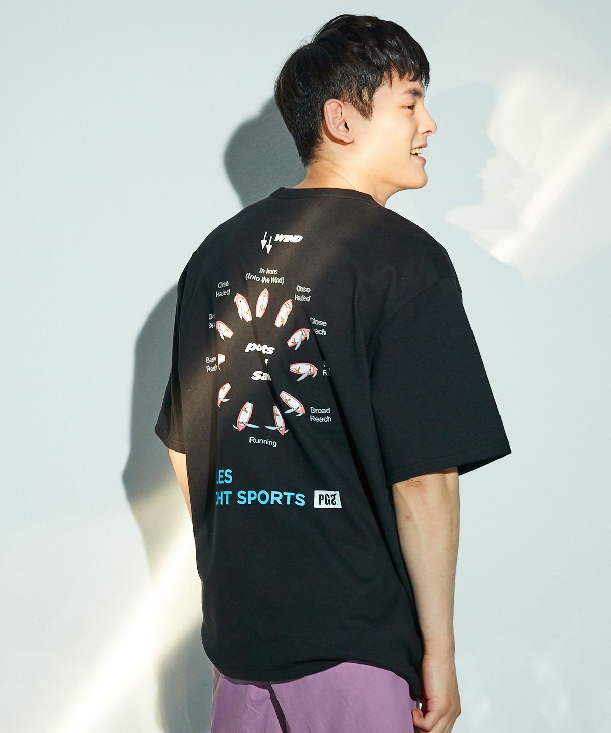 피글스(PIGLES) PGS 세일링 포인트 프린트 티셔츠(블랙)