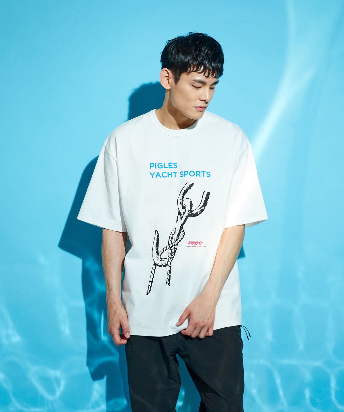 피글스(PIGLES) PGS 로프 모티브 프린트 티셔츠(화이트)